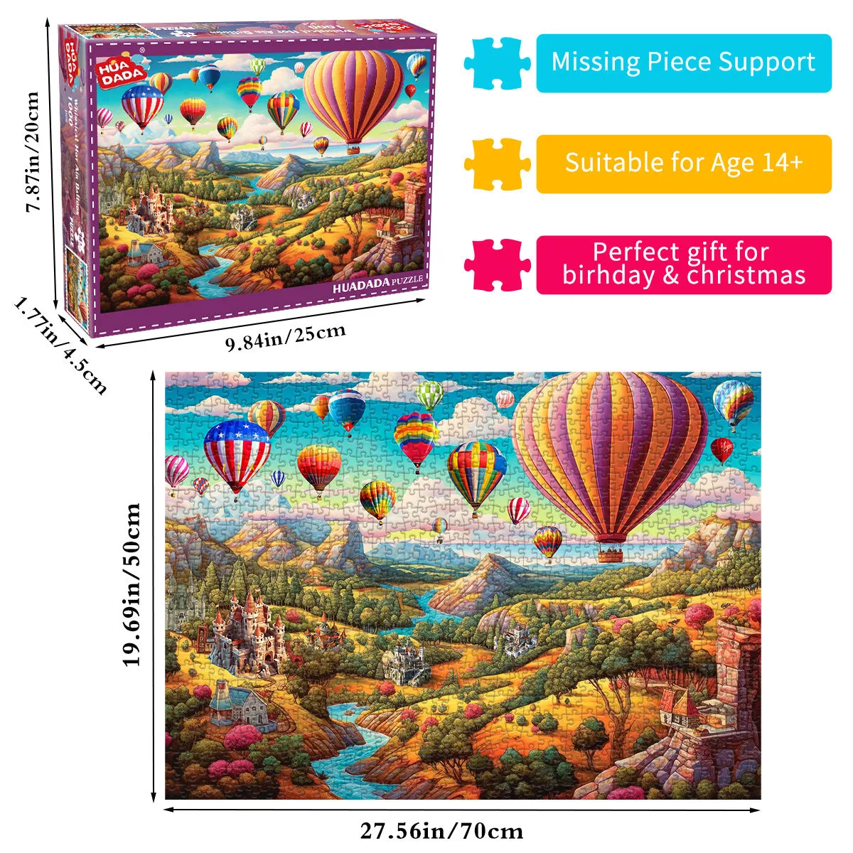 1000-Piece Hot Air Balloon Adventure Jigsaw Puzzle for Adults | Difficult Paper Puzzle | Beautiful Scenery | Stress Relief