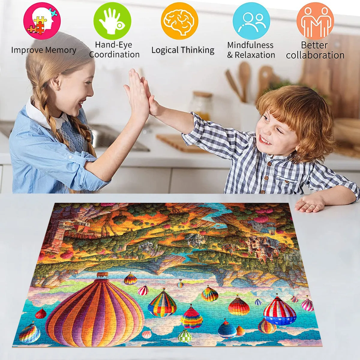 1000-Piece Hot Air Balloon Adventure Jigsaw Puzzle for Adults | Difficult Paper Puzzle | Beautiful Scenery | Stress Relief