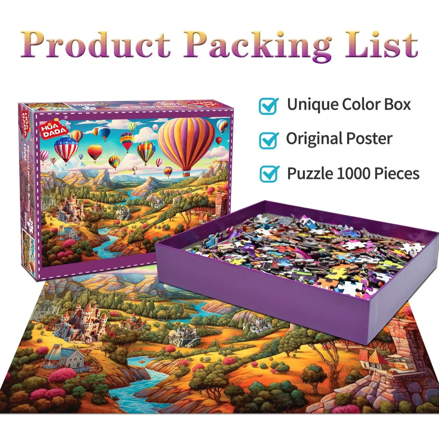 1000-Piece Hot Air Balloon Adventure Jigsaw Puzzle for Adults | Difficult Paper Puzzle | Beautiful Scenery | Stress Relief