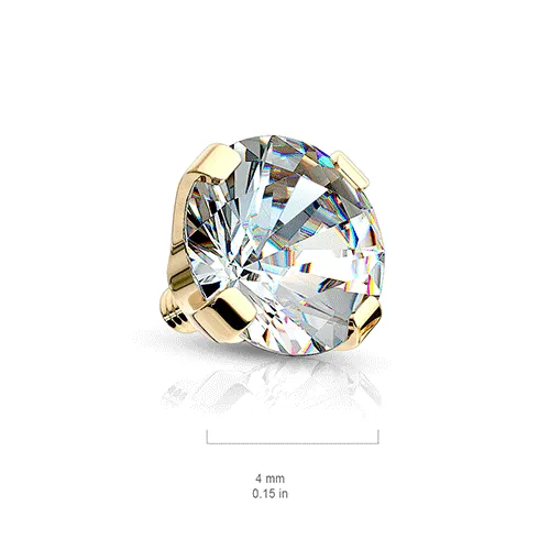 14K White Gold Internally Threaded 14g Belly Ring Replacement Ball