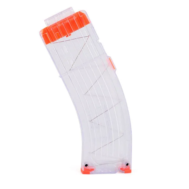 AK Model Curve Soft Bullet Clips For Nerf Toy Gun 15 Bullets Ammo Cartridge Dart For Nerf Gun Clips - Transparent   Orange