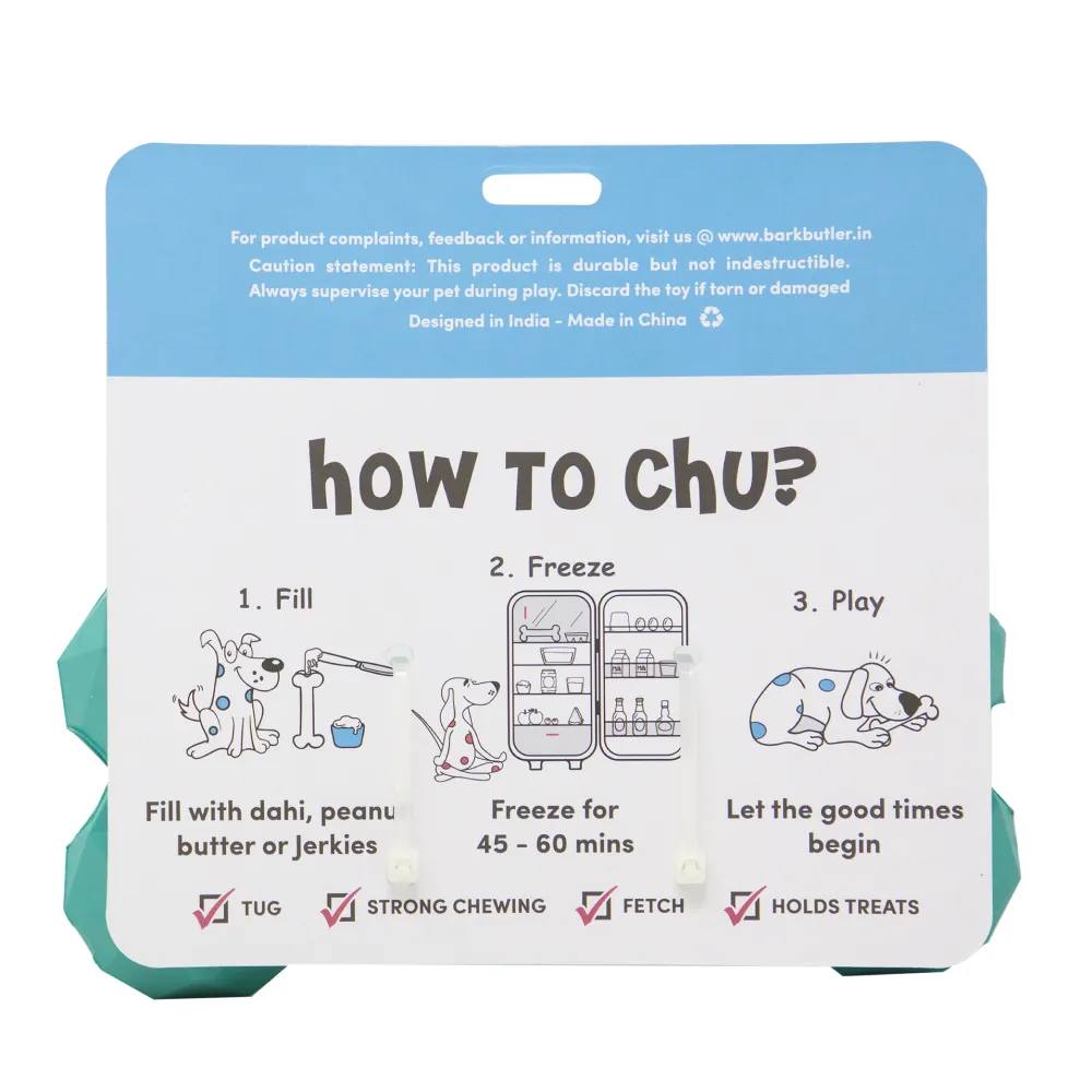 Barkbutler Chu the bone Treat Dispensing Toy for Dogs (Green)