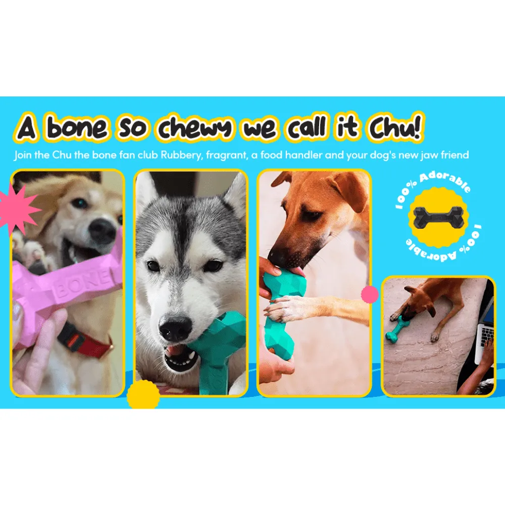 Barkbutler Chu the bone Treat Dispensing Toy (Pink) and Healing Leaf Hemp Peanut Butter for Dogs Combo