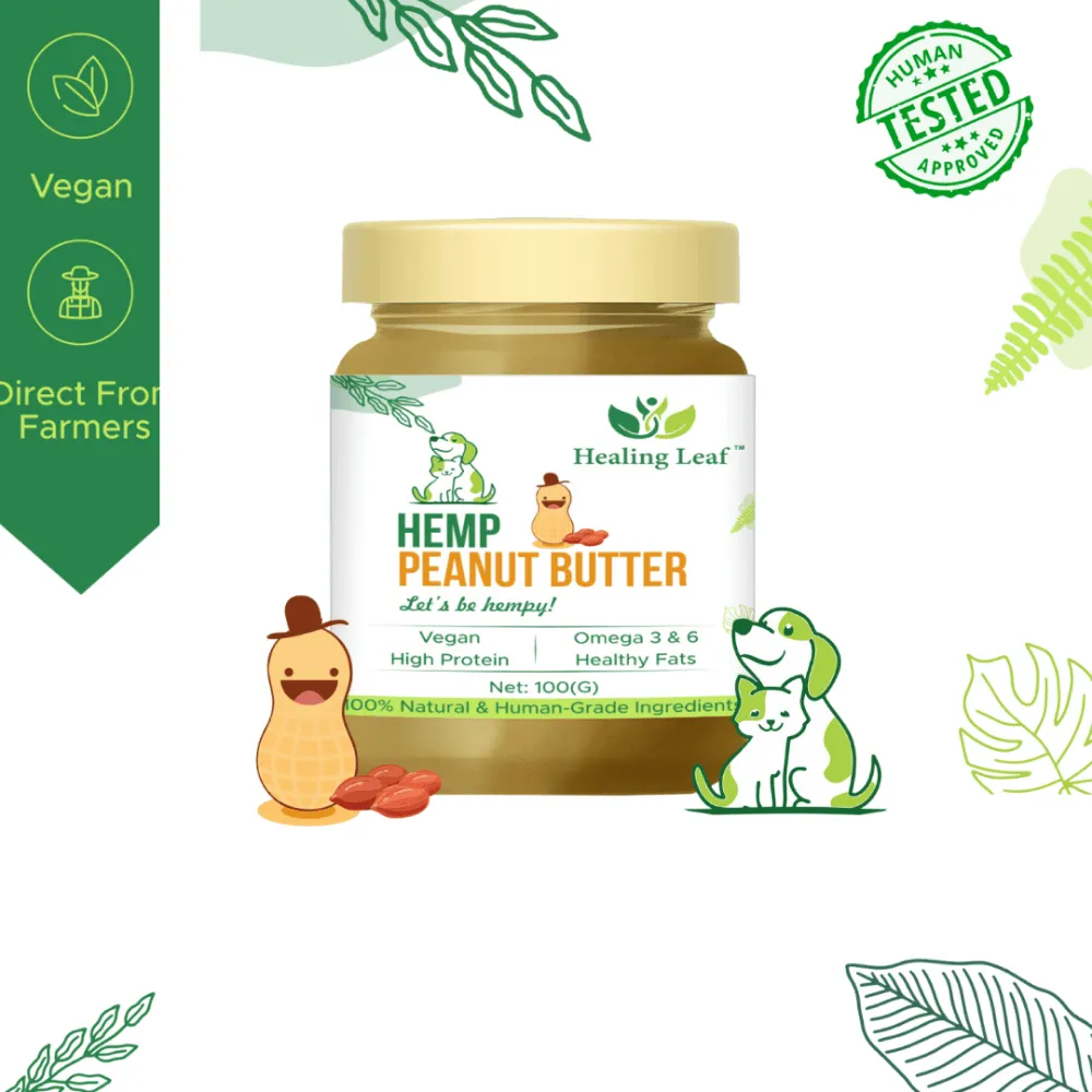 Barkbutler Chu the bone Treat Dispensing Toy (Pink) and Healing Leaf Hemp Peanut Butter for Dogs Combo