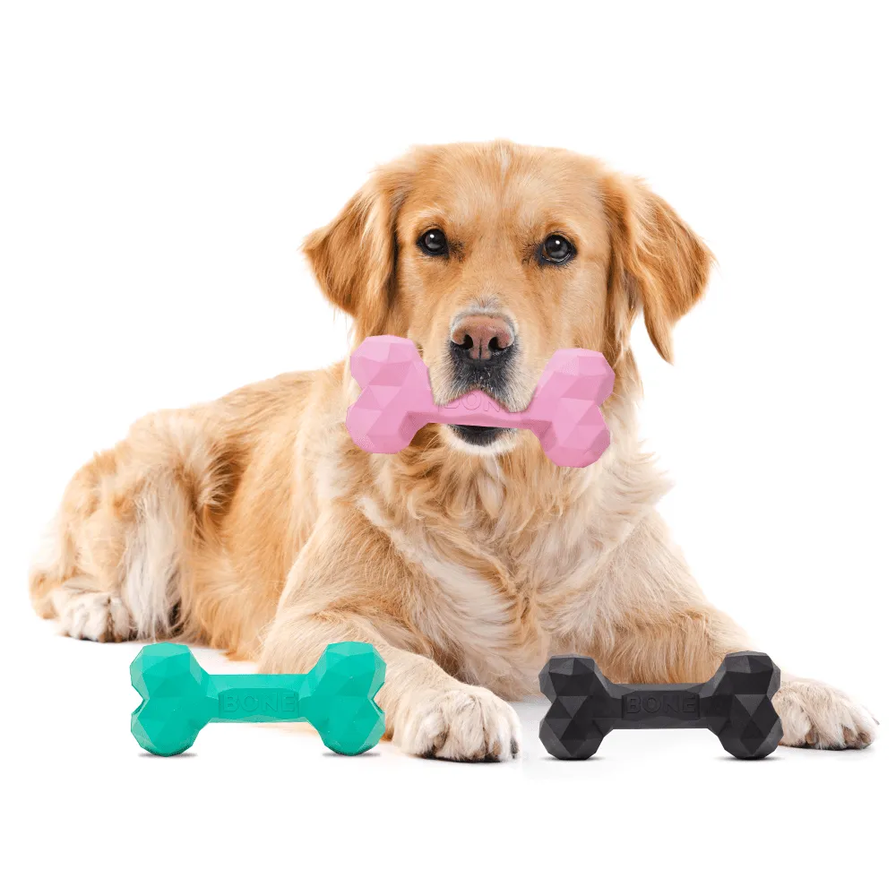 Barkbutler Chu the bone Treat Dispensing Toy (Pink) and Healing Leaf Hemp Peanut Butter for Dogs Combo