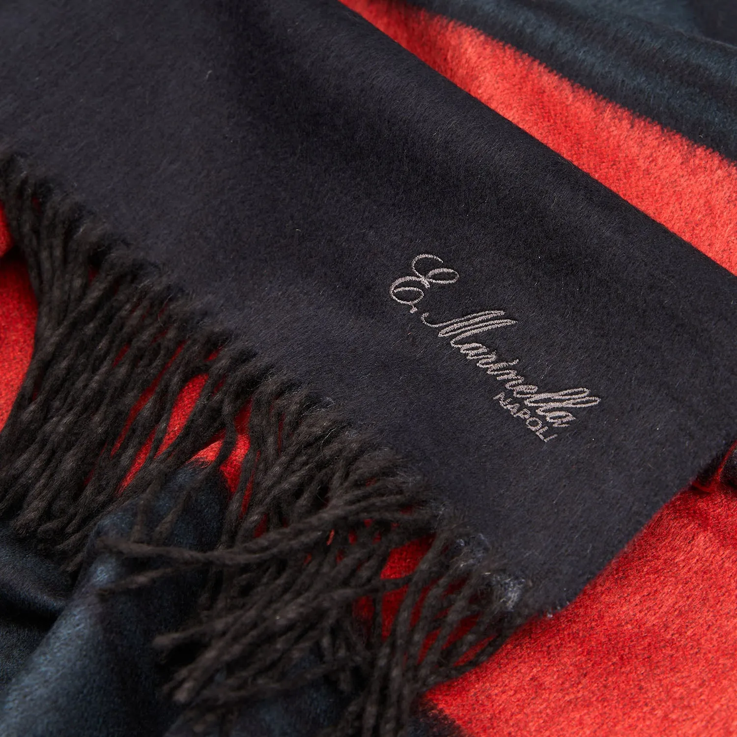 BLUE AND RED SILK AND CASHMERE THROW