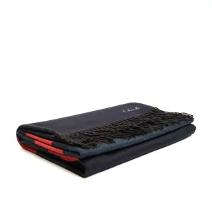 BLUE AND RED SILK AND CASHMERE THROW