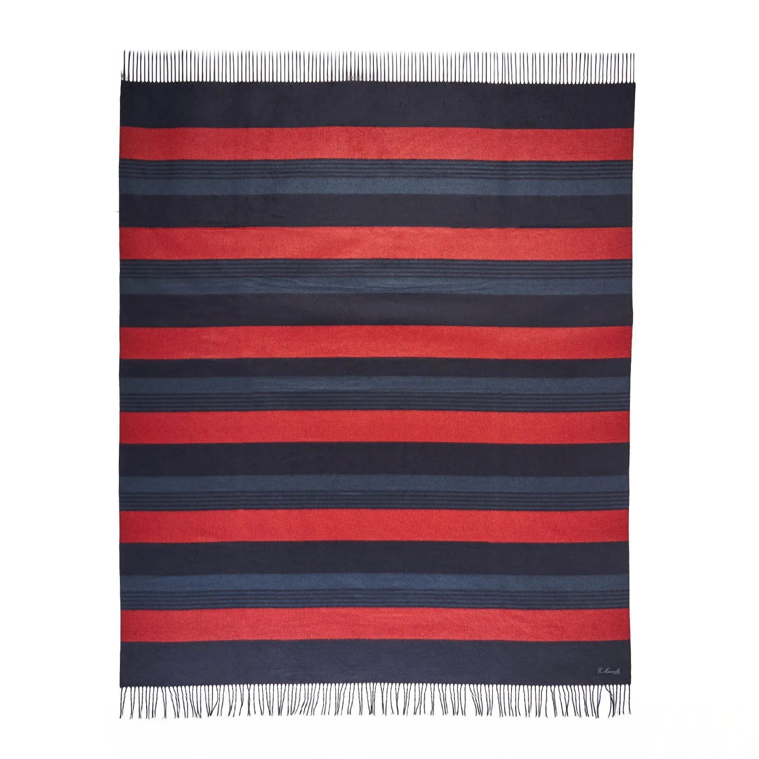 BLUE AND RED SILK AND CASHMERE THROW