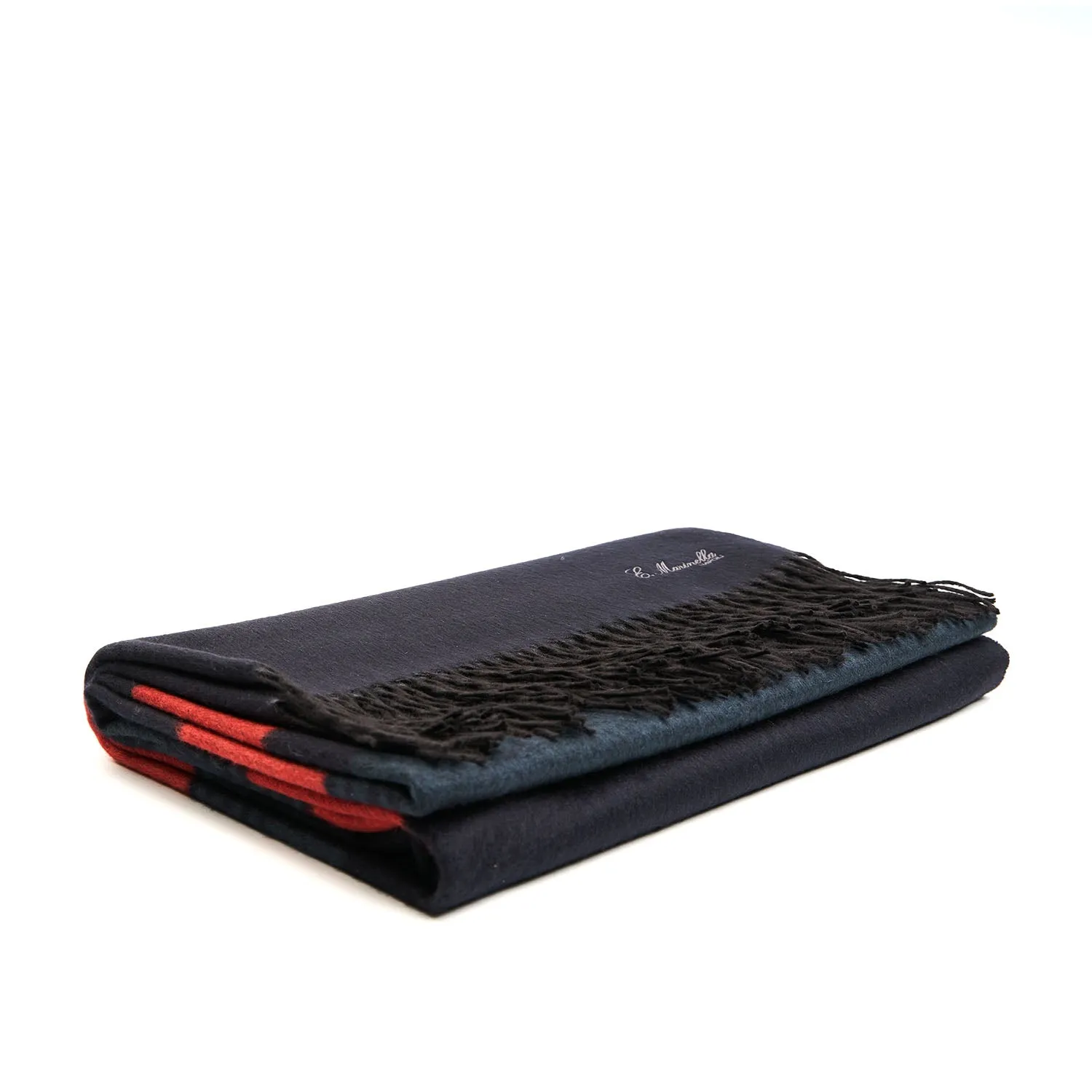 BLUE AND RED SILK AND CASHMERE THROW