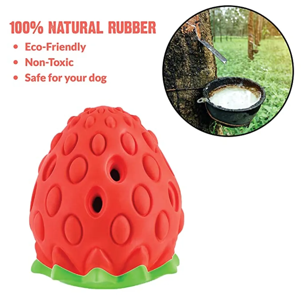 Goofy Tails Fruity Bites Strawberry shaped Natural Rubber Chew Toy for Dogs