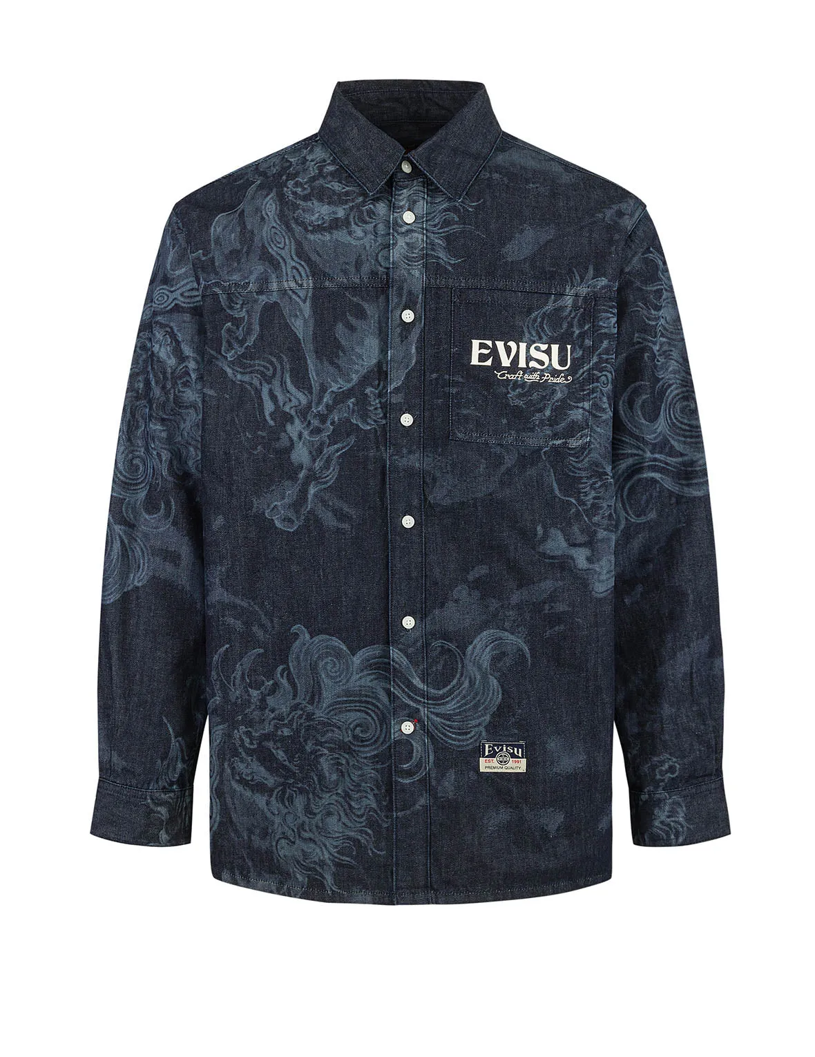 Hakutaku Laser Printed Relax Fit Denim shirt