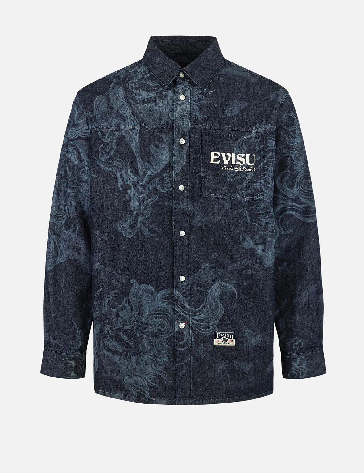 Hakutaku Laser Printed Relax Fit Denim shirt