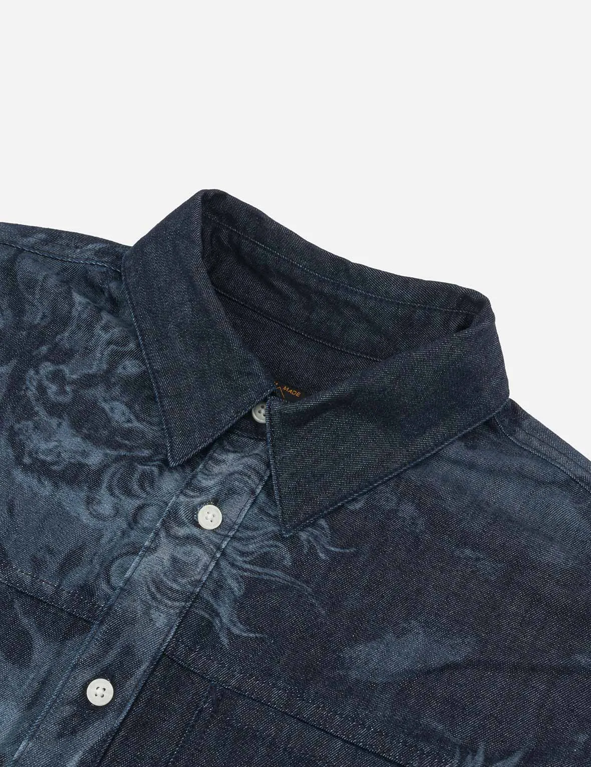 Hakutaku Laser Printed Relax Fit Denim shirt