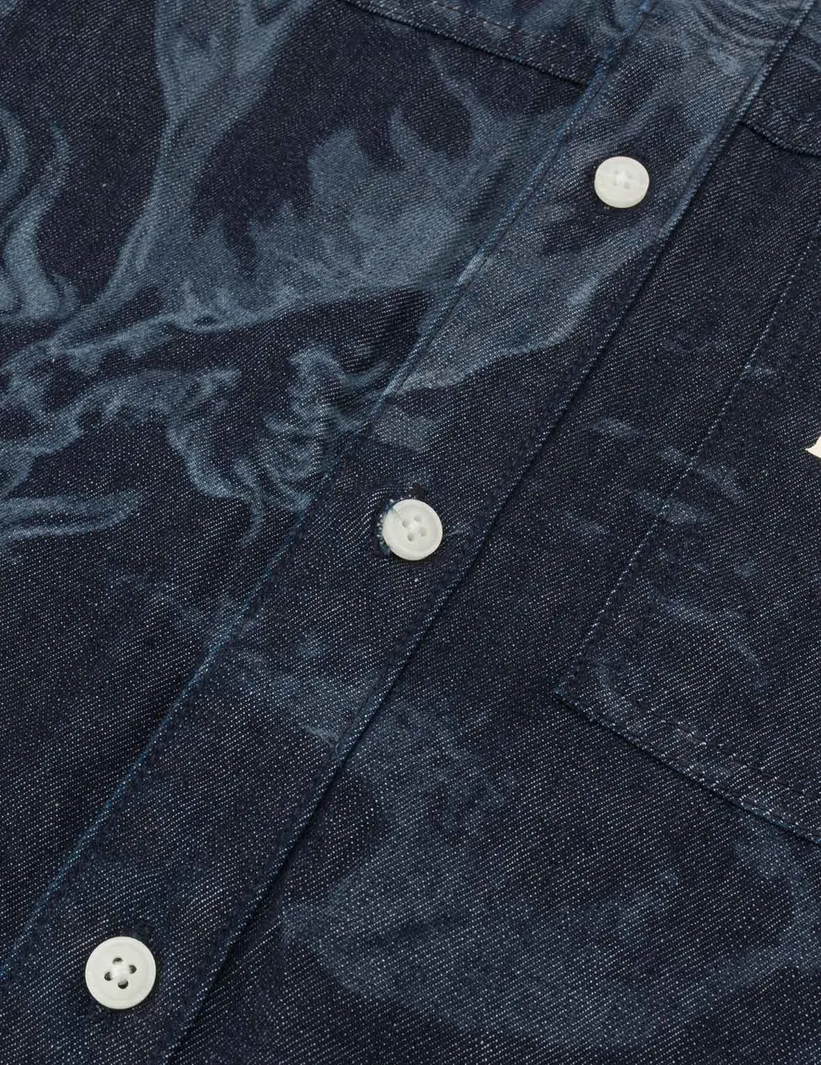 Hakutaku Laser Printed Relax Fit Denim shirt