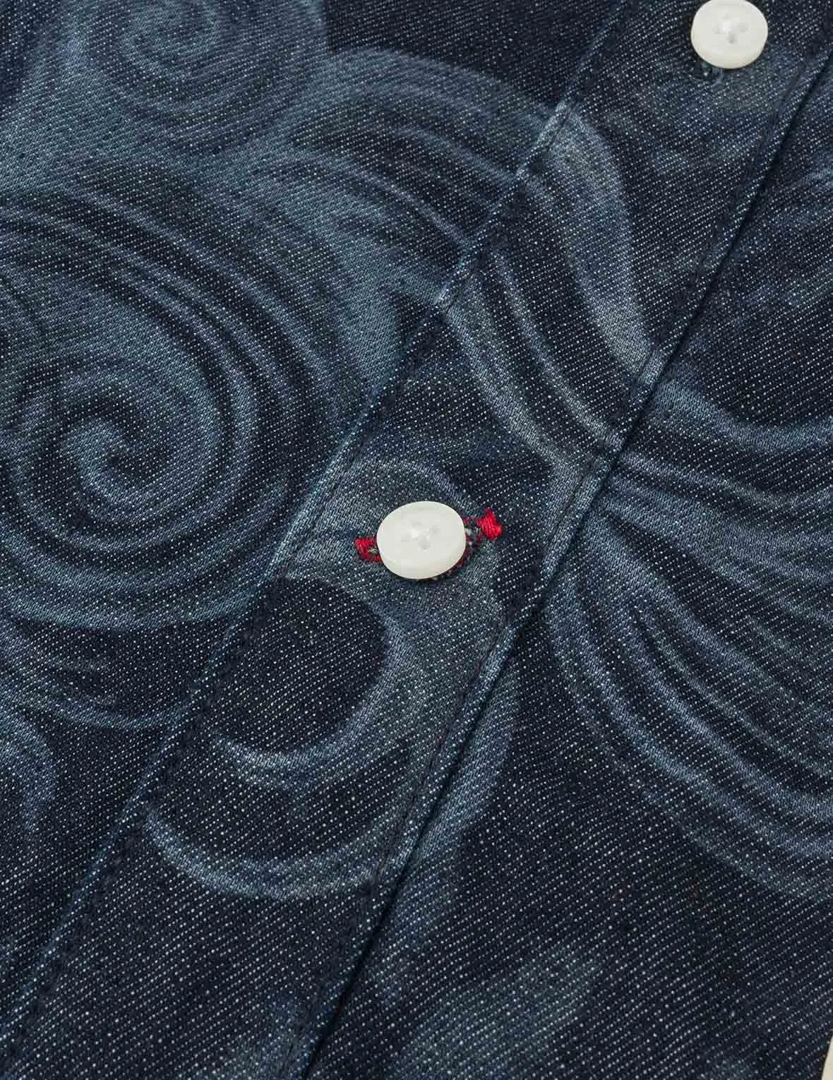 Hakutaku Laser Printed Relax Fit Denim shirt