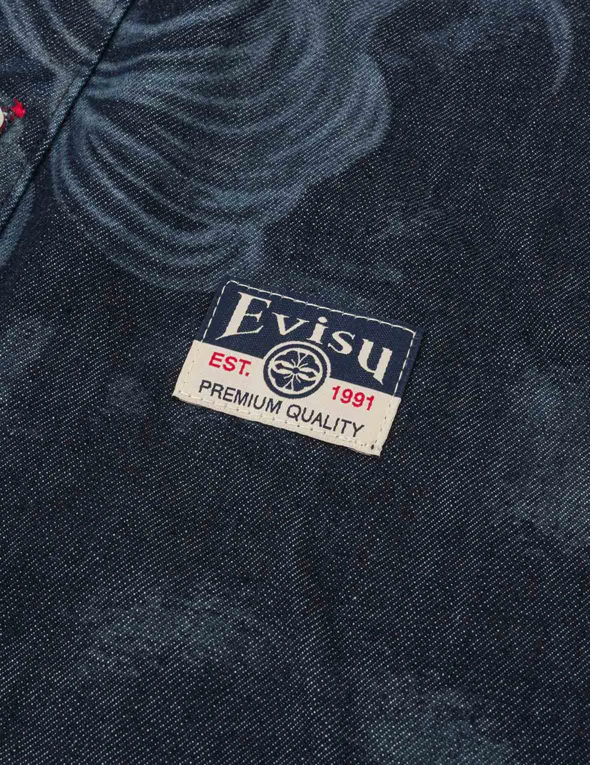 Hakutaku Laser Printed Relax Fit Denim shirt
