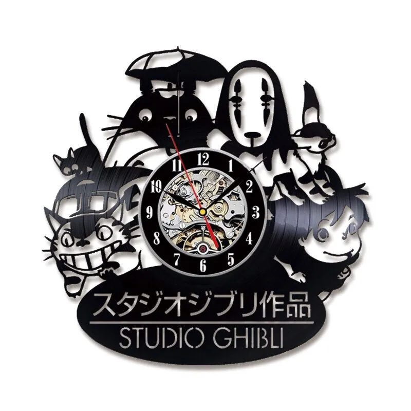 Totoro CD Vinyl Record Wall Clock Modern Cartoon Decorative LED Wall Clocks for Living Room Silent Hanging Watch Home Decor