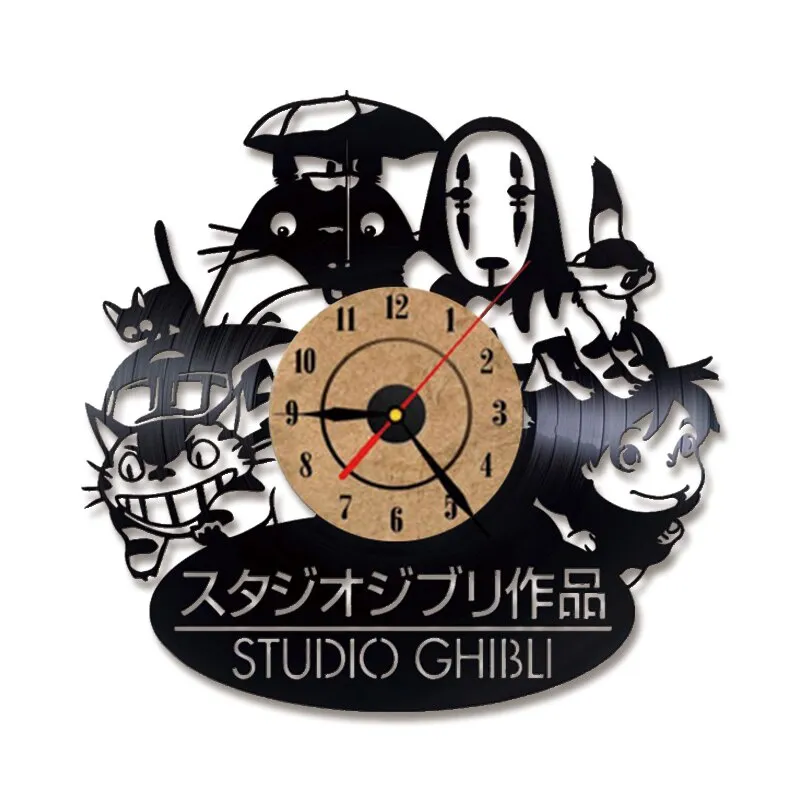 Totoro CD Vinyl Record Wall Clock Modern Cartoon Decorative LED Wall Clocks for Living Room Silent Hanging Watch Home Decor