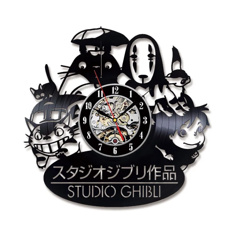 Totoro CD Vinyl Record Wall Clock Modern Cartoon Decorative LED Wall Clocks for Living Room Silent Hanging Watch Home Decor